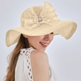 thumbnail image 2 of Hontri Hats for Women in Sale, Women's Summer Dress Hat Broad Leaf Flower Bridal Shower Cap Sun Hat Beach Hat Church Tea Party Fascinator Hats for Mother Ladies Girls Beige, 2 of 5