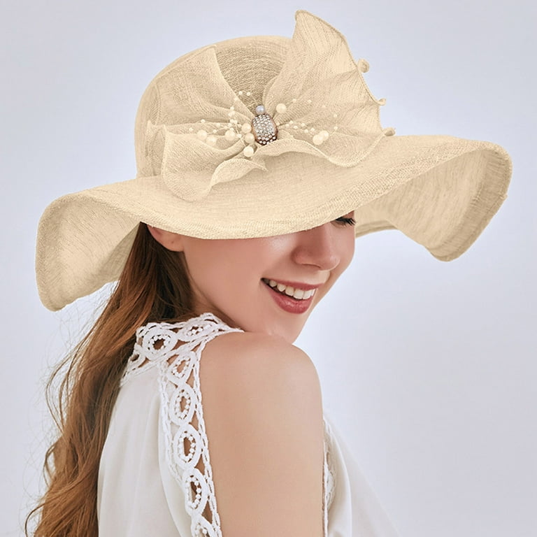 HSMQHJWE Sun Shade Hats For Women Ponytail Outback Hat Womens Summer Dress  Hat Wide Leaf Flower Bridal Shower Hat Sun Hats Beach Hat Beach Hat Large