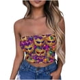 thumbnail image 2 of TIMIFIS Mardi Gras Femmes Hauts Courts Sans Bretelles Grande Taille Mode Carnaval Imprimé Sans Manches Tops de Fête, 2 of 4