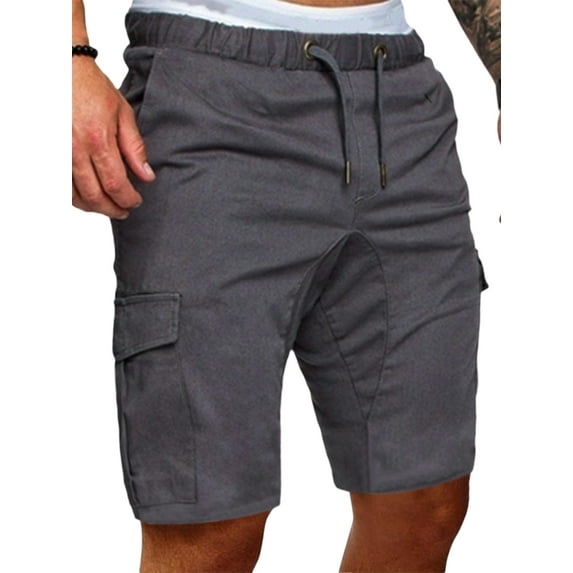 Coduop Mens Casual Elastic Waist Cargo Shorts Outdoor Hiking Workout Sweat Short Pant,with Pocket