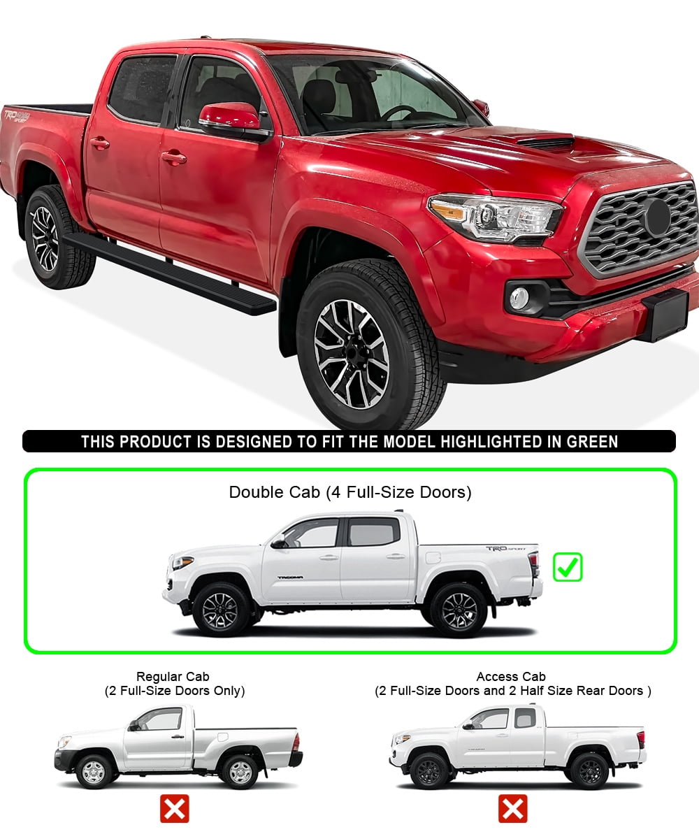 APS Wheel to Wheel Running Boards 6-inch Compatible with Toyota Tacoma 2005-2023 Double Crew Cab 5ft Bed (Nerf Bars Side Steps Side Bars)