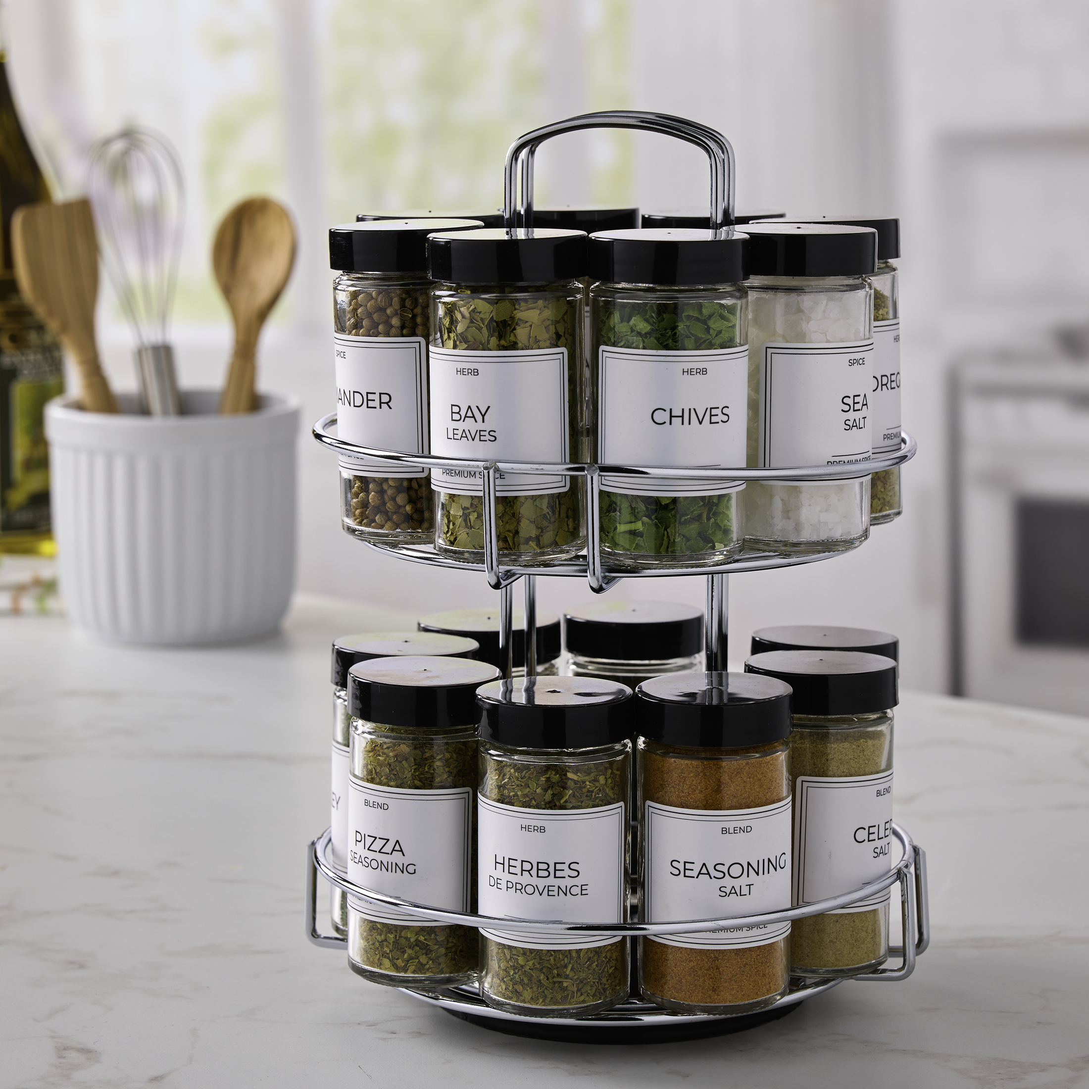 Kamenstein 16-Jar Revolving Spice Rack, Chrome, Pre-Filled photo 8