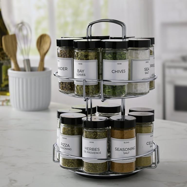 Kamenstein 16-Jar Chrome Wire 2-Tier Revolving Filled Countertop