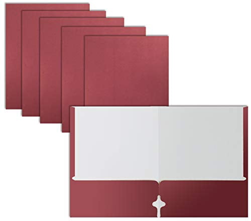 Two Pocket Portfolio Folders, 50-Pack, Burgundy, Letter Size Paper Folders, by Better Office Products, 50 Pieces, Burgundy