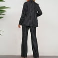 thumbnail image 5 of qolati Women's Two Piece Outfits 2024 Fall Striped Print Long Sleeve Blazer Jacket and Dress Suits Pants Pockets Business Casual Work Sets, 5 of 7