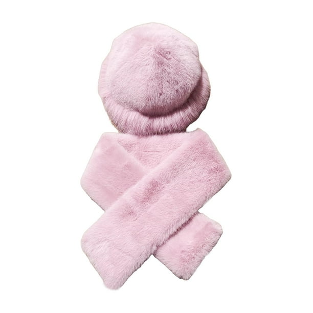Sombrero de pescador con bufanda, gorro térmico informal para nieve, ideal para caminatas, acampadas y excursiones. rosa claro