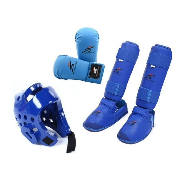 Tabla de protección de espinillas de karate con empeine, casco de boxeo, guantes, espinilleras de entrenamiento para adultos y niños, protector de piernas
