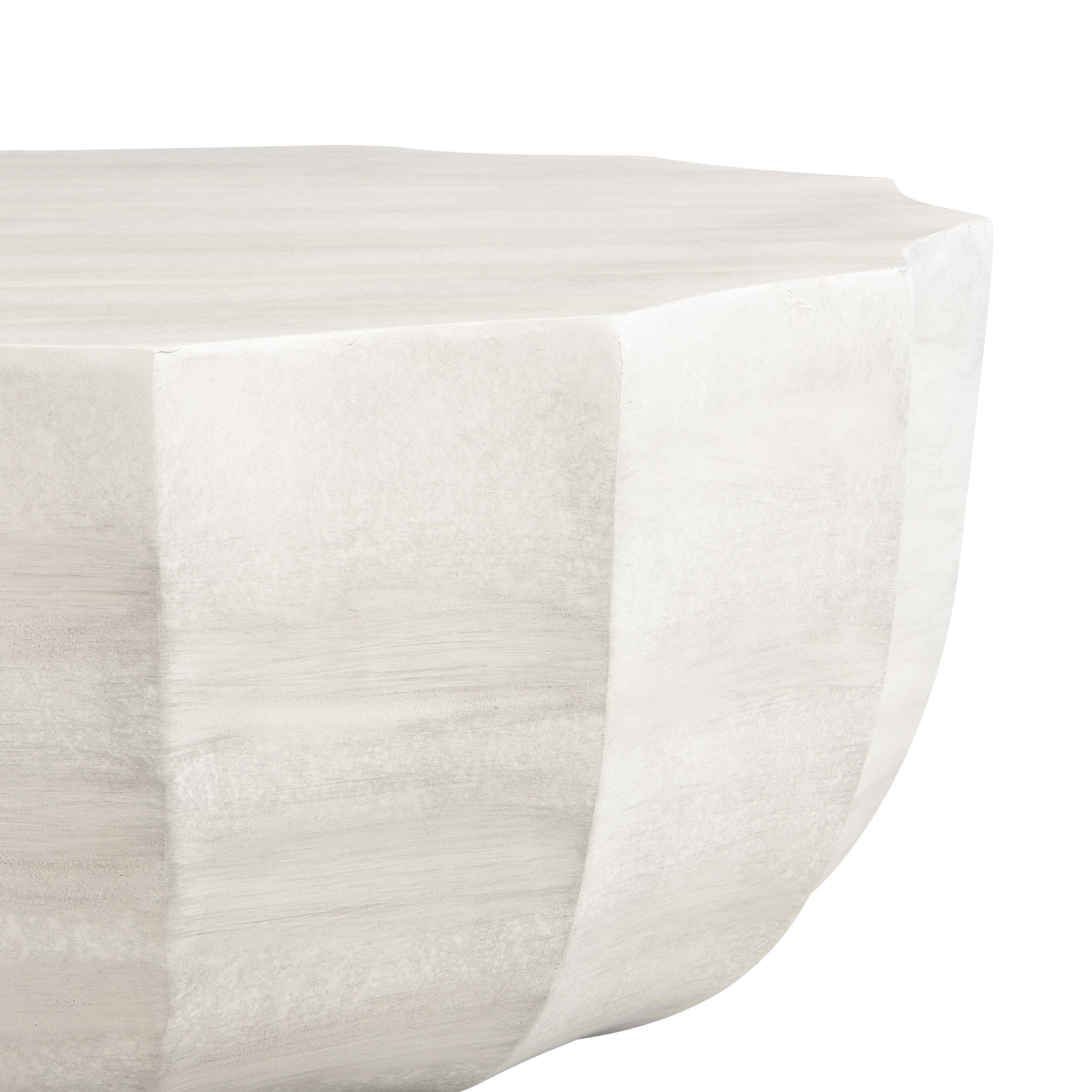 Lunale 35.43" Coffee Table for Indoor & Outdoor, Waterproof Durable MgO Cement Design, Off White