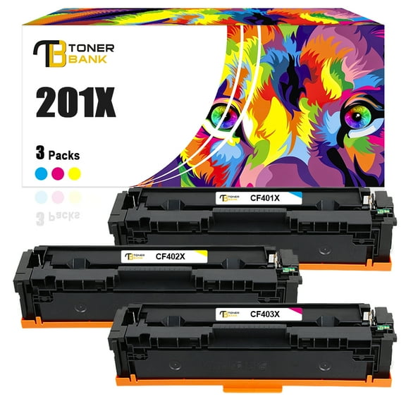 Toner Bank 3-Pack Compatible Toner Cartridge Replacement for HP CF401X Color LaserJet Pro M252dw M252n Pro MFP M277dw M277n M277c6 M274n Printer Ink Cyan, Magenta, Yellow