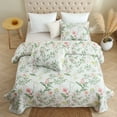 thumbnail image 3 of JML 3-Piece Quilt Set with 2 Shams, Soft Microfiber Bedspread Coverlet Set, Queen, Green Floral, 3 of 10