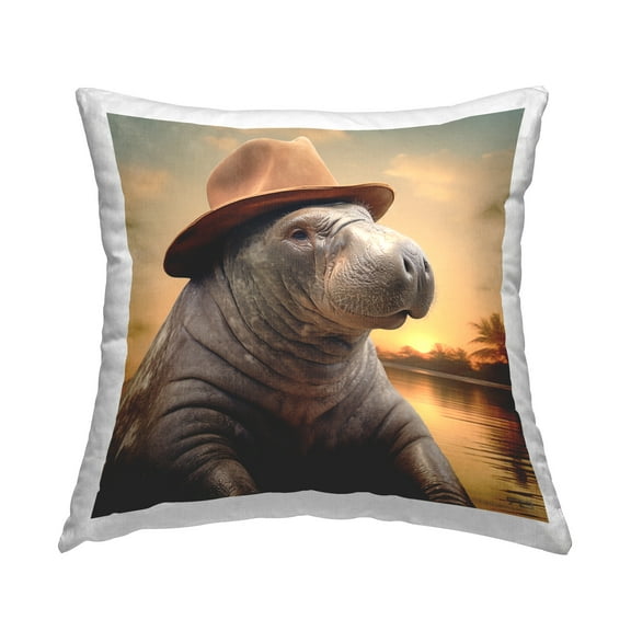 Stupell Industries Manatee at Sunset Decorative Printed Throw Pillow Design by RB
