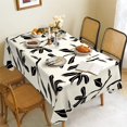 thumbnail image 4 of Black Large Leaves Fabric Waterproof Tablecloth,Rectangle Watercolor Wrinkle Oil-Proof Resistant Table Cover for Dining Table, Buffet Parties and Campin,(60" x 120" inch), 4 of 6