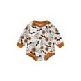 thumbnail image 1 of Gureui Toddler Infant Baby Boys Girls Halloween Romper, Casual Ghost Printed Round Neck Long Sleeve Short Jumpsuit, 1 of 7