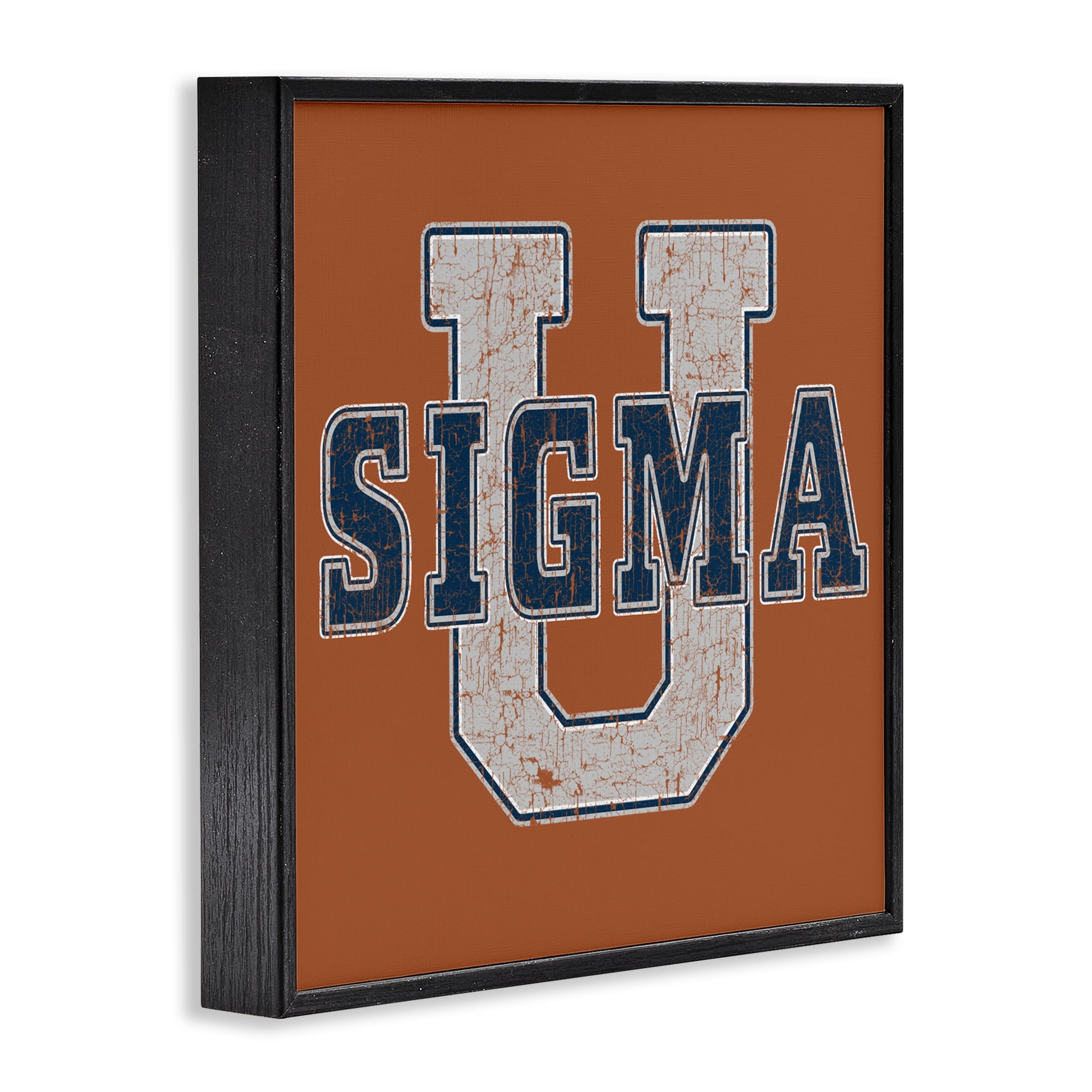 Stupell Industries Sigma University on Brown Black Framed Giclee Art, design by Grotto Studios
