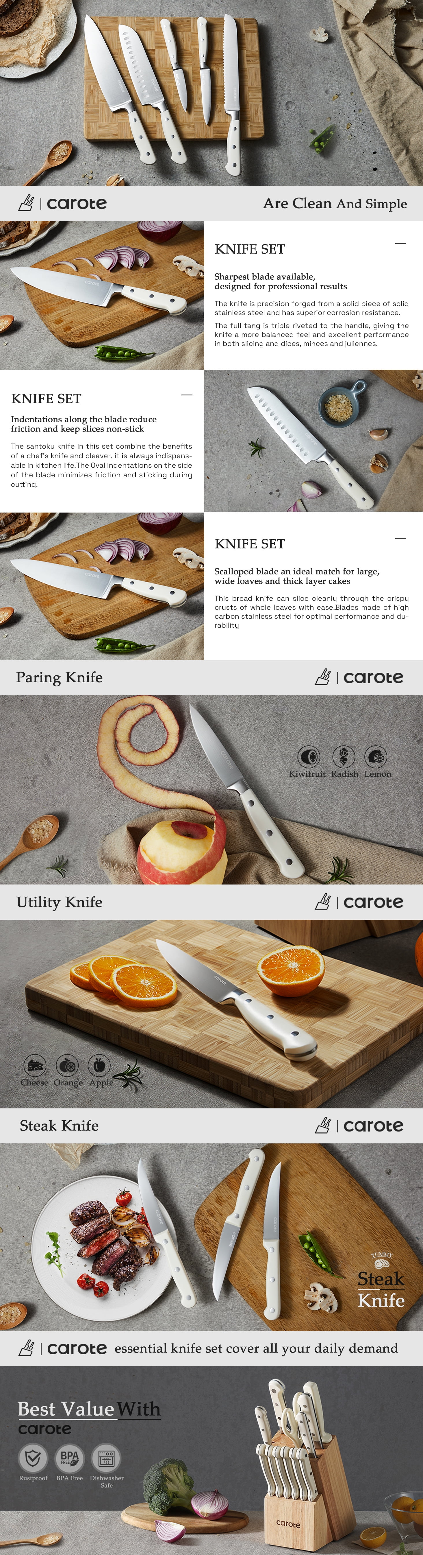 Carote Stainless Steel Chef's Knife, Carote Kitchen Knife Review