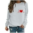 thumbnail image 2 of Qertyioot T-Shirt Graphique pour Femmes de la Saint-Valentin à Manches Longues, Haut à Col Rond Imprimé, Chandail Décontracté, 2 of 5