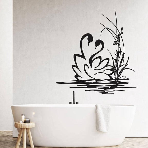 Bathroom Wall Decals Swans Nursery Vinyl Stickers For Home Decor Kids Girls Bedroom Removable Art Waterproof Decoration 30x31cm