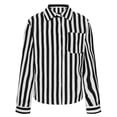 thumbnail image 6 of Ecqkame Women's Striped Shirts Fashion Casual Loose Turndown Collar Long Sleeve Tops Button-Up Lightweight Blouses Black XXL, 6 of 9