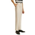 thumbnail image 2 of USNSM Men's Formal Business Dress Pants Urban Stylish High Rise Buckle Suit Pants Pleat Front Straight Leg Trousers with Pockets White XL, 2 of 6