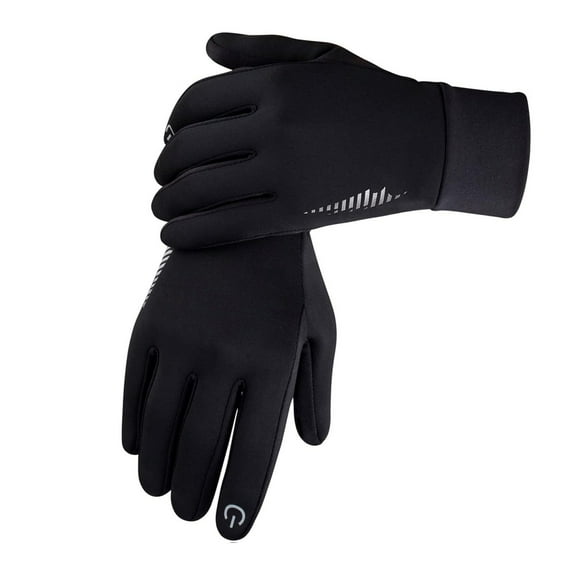 Winter Touchscreen Gloves for Men and Women, Thermal Fleece Lined Running Gloves with Anti-Slip Grip, Windproof Cycling Ski Gloves for Cold Weather Activities - Black