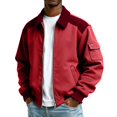 thumbnail image 3 of Men's Winter Casual Jacket with Solid Color Design, Front Pockets, Full Zipper Closure, Large Size Fit for Sports and Outdoor Adventures during Cold Weather Holidays and Daily Leisure Wear,Red,L, 3 of 6