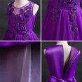 thumbnail image 5 of IDOPIP Little Big Girl Flower Tulle Bridesmaid Dress Princess Pageant Birthday Party Wedding Formal Floor Long Dance Evening Vintage Lace Maxi Gown 13-14 Years Purple, 5 of 6