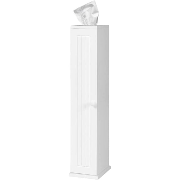 Toilet Tissue Storage Tower, Toilet Paper Holder Stand with 4 Detachable Shelves Top Slot, Free Standing Paper Storage Organizer with Door, Floor Cabinet for Bathroom Kitchen