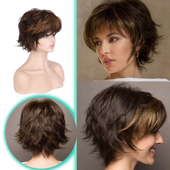 European and Fashion Women's Gradient Short Hair Fiber Wig Set for Versatile Styling Options