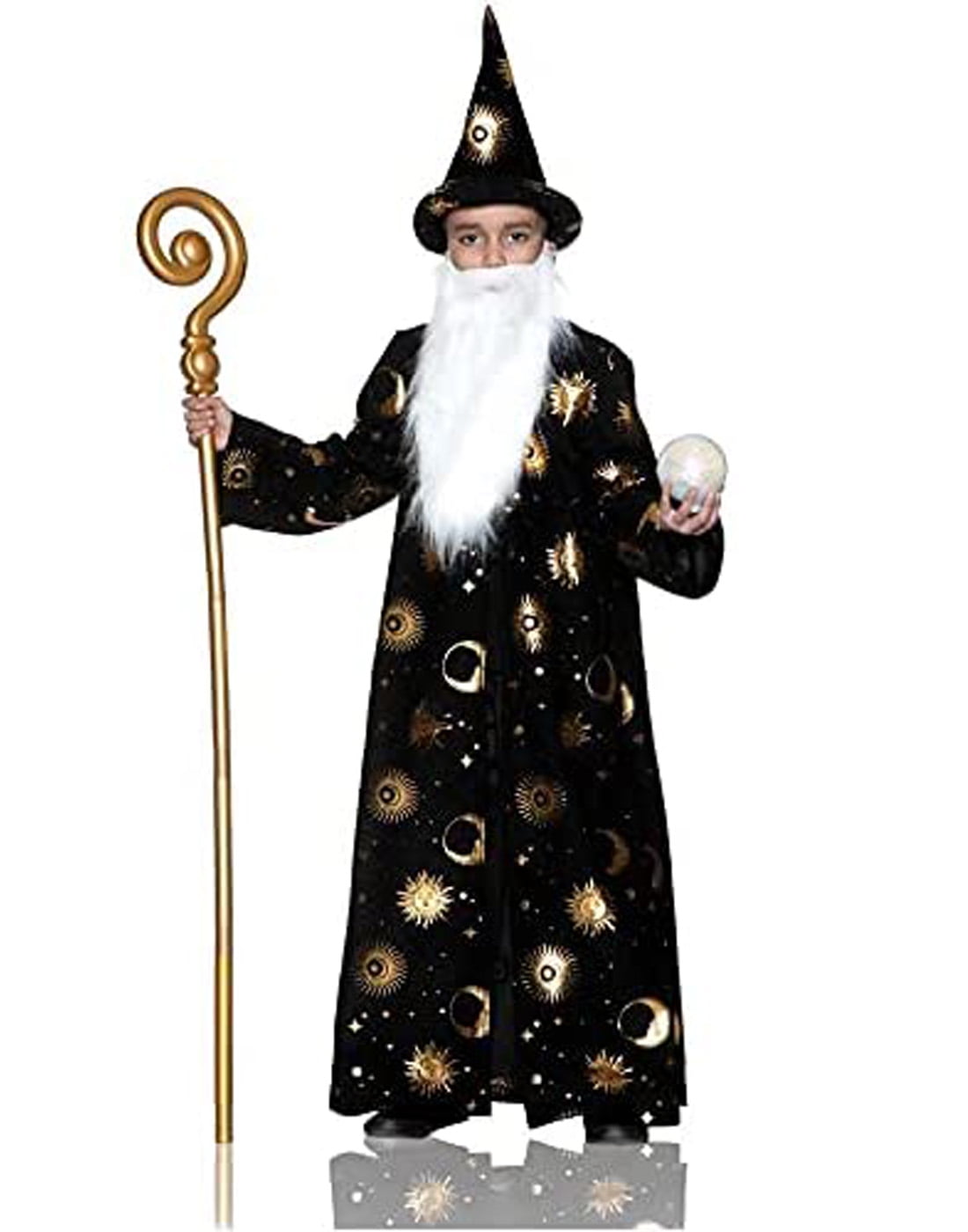 Wizard Robe Boys Child Black Celestial Sorcerer Halloween Costume1012