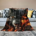thumbnail image 2 of BCIIG  3D Howling Wolf Blanket Fleece Sherpa Blanket,Fire Skull Goth Bedding Blanket for Boys Girls,Ferocious Animal Theme Throw Blanket,Soft Cozy Blanket  60x80in, 2 of 6