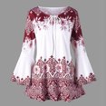 thumbnail image 4 of Frostluinai Women Summer Tops Plus Size Tank Top Floral Print Casual Flare Lantern Long Sleeve Keyhole T-Shirt Blouse, 4 of 4