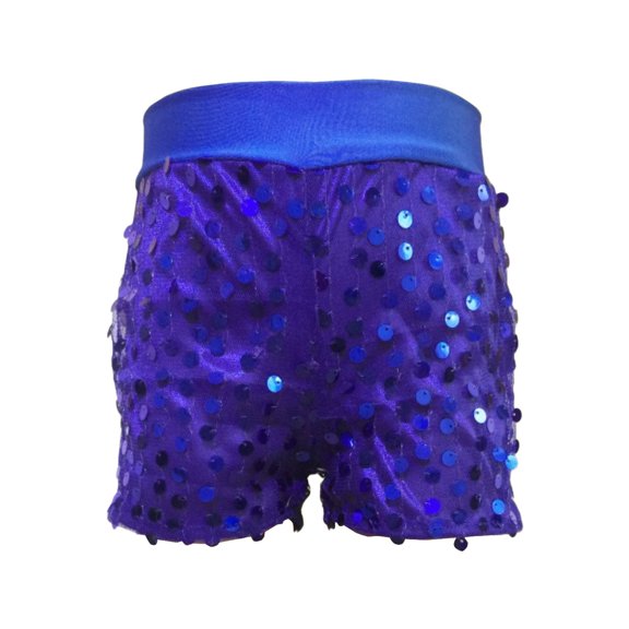 CPNG Kids Girls Sparkly Sequin Shorts Teen Girls Elastic High Waist Party Dance Shorts Fashionable Performance Shorts(Blue,11-12 Years)