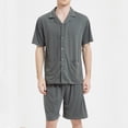 thumbnail image 6 of WQQZJJ Men's Cotton Sleepwear Set, Summer Button Down Lapel Shirt and Bermuda Shorts, Modal Casual Comfortable Pajamas Homewear, 6 of 7