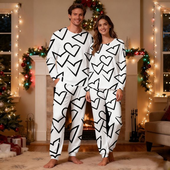 STETMN Men's Pajamas Set 2 Piece Button Long Sleeve Top and Loose Pant Sleepwear Couple Pjs Outfit