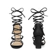 thumbnail image 5 of BLISSFUL STEP Strappy Strap Lace Up Block Heel Sandals for Women Black 6, 5 of 6