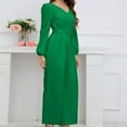 thumbnail image 4 of Aloohaidyvio Women's Elegant V Neck Jumpsuit Casual Straight Trousers Business Romper Formal Jumpsuit Green L, 4 of 6