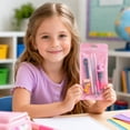 thumbnail image 4 of Cute Dinosaur Stationery Set 6 Piece, Kids School Supplies Bundle with Pencil Sharpener Eraser Ruler, Back to School Gifts Classroom Rewards for Boys Girls, Pink Bag, 4 of 5