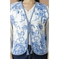 thumbnail image 6 of NITIN TEXTILES Blue Toile-Inspired Quilted Vest for Women – Handmade Cotton Jacket with Striped Lining, 6 of 8
