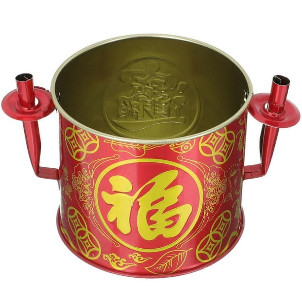 Incense Burning Retro Incense Burner Chinese Style Sacrifice Censer Red Metal Home Decor 3.54x3.54x3.34in 1Pack