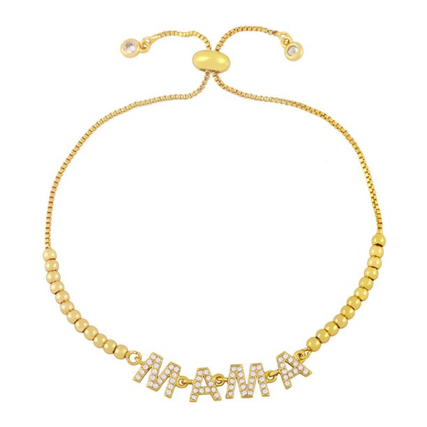 Shcool Mom Mama Pendant Bracelet Inlaid CZ White Zircon Adjustable Chains Bracelets For Women Mother's Day Jewelry Gifts Gao Jinjia LED