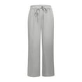 thumbnail image 4 of Huowey Pants for Women High Waist Wide Leg Summer Palazzo Pants Casual Comfortable and Light Elegant Trousers with Pockets and Drawstring, 4 of 5