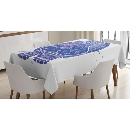 

Hippo Tablecloth Ornamental Ombre Style Watercolor Effect on Abstract Hippo Animal Figure Rectangular Table Cover for Dining Room Kitchen 60 X 84 Inches Indigo Purple and White by Ambesonne