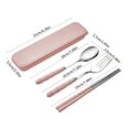 thumbnail image 3 of Stainless Steel Portable Cutlery Set Student Office Worker Chopsticks Spoon Fork Cutlery Three-Piece Gift School Season Pink, 3 of 8