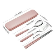 Back to School Under $5 Wzzjkit Travel Utensils with Case Stainless Steel Portable Cutlery Set Student Office Worker Chopsticks Spoon Fork Cutlery Three-piece Gift School Season Travel Cutlery Set