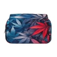 thumbnail image 2 of Kdxio Red And Blue Leaves for Double Compartment Pen Case Oxford Organizer with Zipper Pockets for Students Artists, 2 of 7