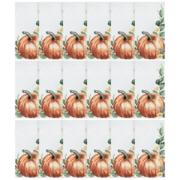 Way to Celebrate Modern 7.5" x 4.25" Disposable Multicolor Pumpkin and Greenery Guest Napkins, Thanksgiving, 18 Count