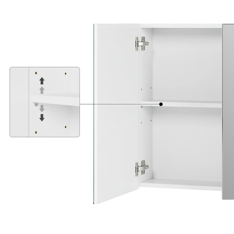 Homfa 3-Door Medicine Cabinet, Wall Mirror Cabinet Storage Organizer w