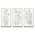 thumbnail image 2 of Designart "Minimal Drawing of Wildflowers in Black on White II" Wildflowers Framed Wall Art Set Of 3 - White Traditional Frame Gallery Set For Office Decor, 2 of 6