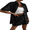 Black, variant on Women's Breathable Linen Cotton Set‌ Short Sleeve Shirt & Shorts Casual Comfort 2-Piece Set‌ S-XL