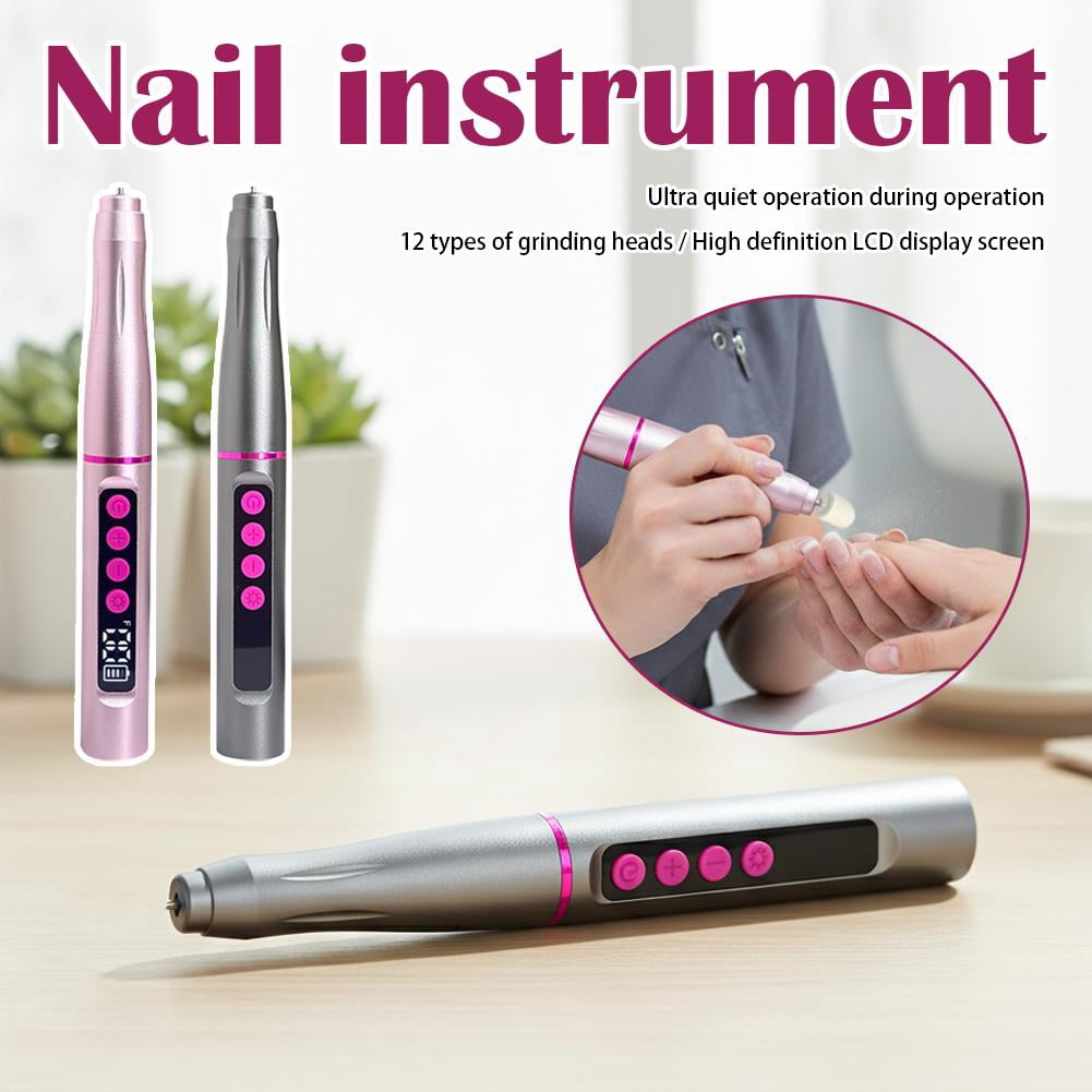 Professional Nail Drill Machine 35000 RPM with LCD Display, Electric Nail File Kit with 12 Bits for Acrylic Gel Nails Removal Polishing and Shaping